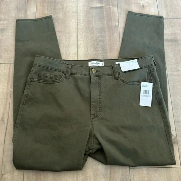 NWT Jessica Simpson Women's High Rise Skinny Ankle Jean Olive Green Sz 14 - Picture 3 of 8